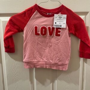 Kids Pink and Red "LOVE" Raglan Sweatshirt